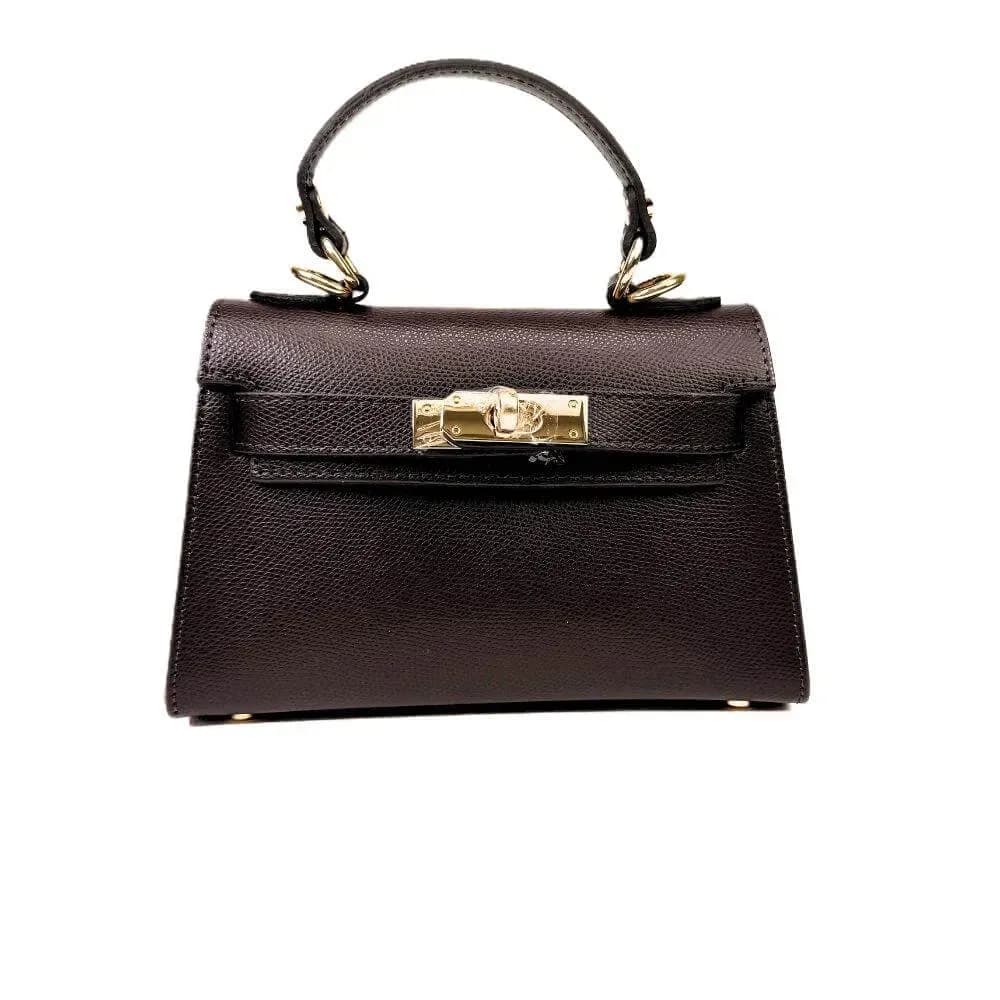 Kožená Italská kabelka Stela tmavé hnědá