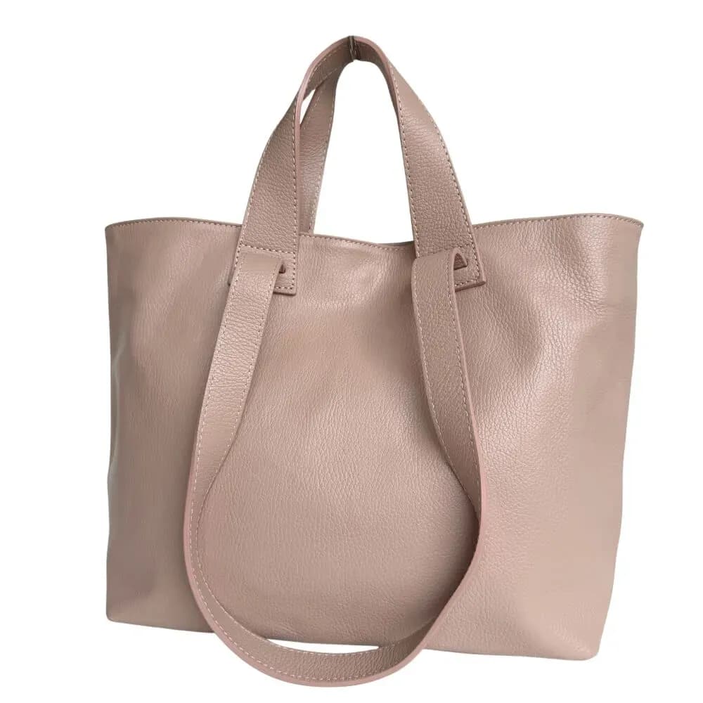 Italská shopper kabelka z pravé kuže Olivia růžová