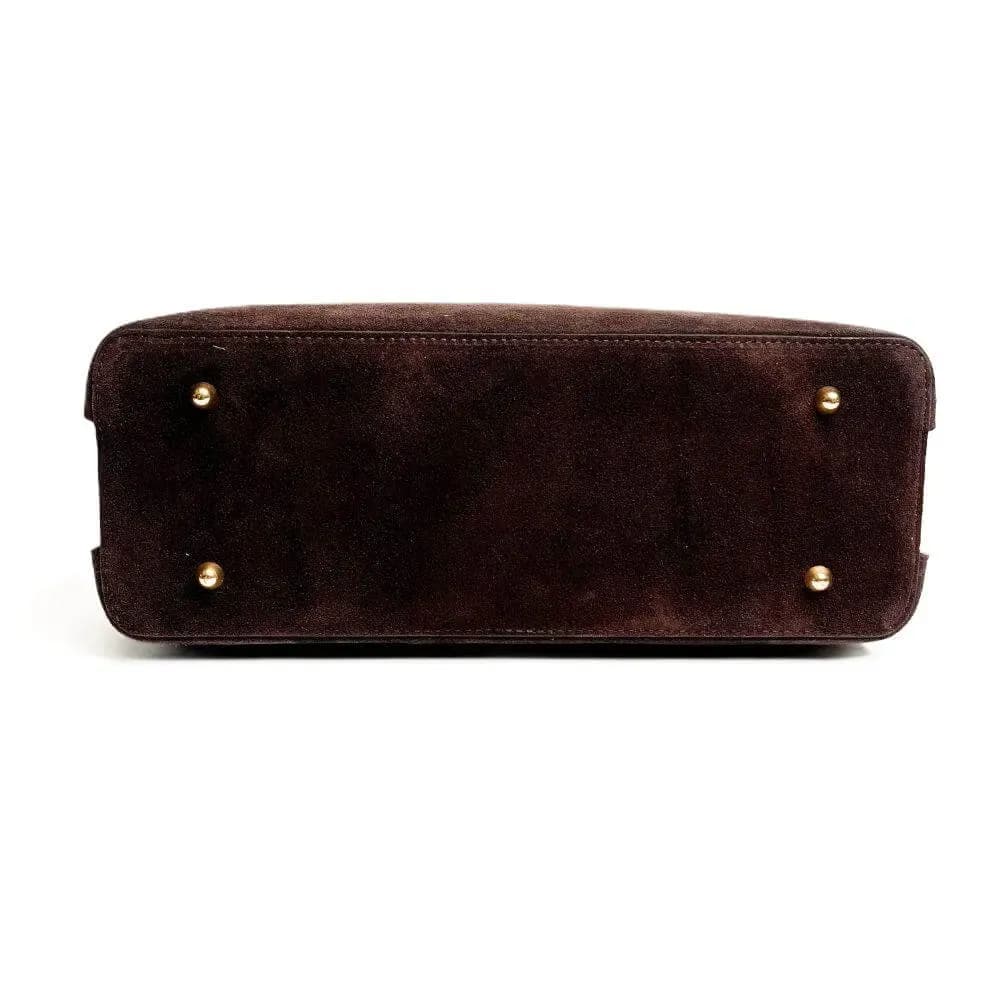 Kožená Italská kabelka Karmela tmavé hnědá