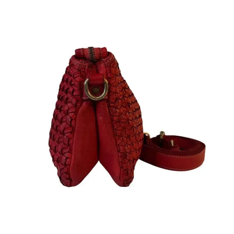 Kožená Italská crossbody kabelka Lyra červená