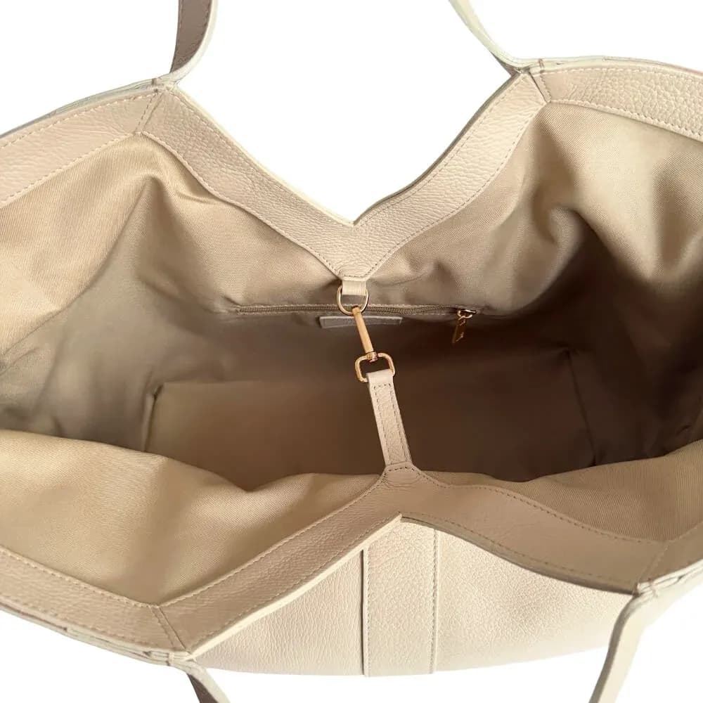 Velká Italská shopper kabelka z pravé kůže Patrizia béžová