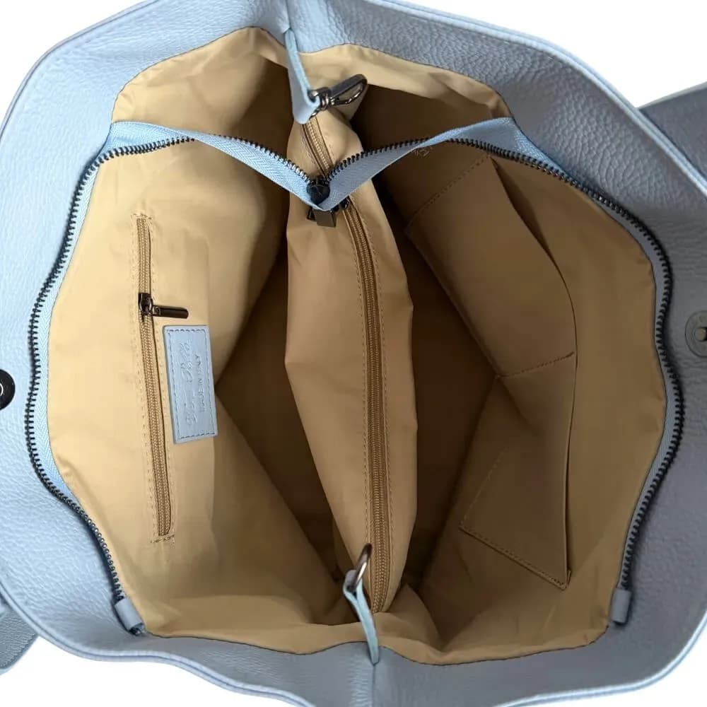 Italská shopper kabelka z pravé kuže Olivia modrá