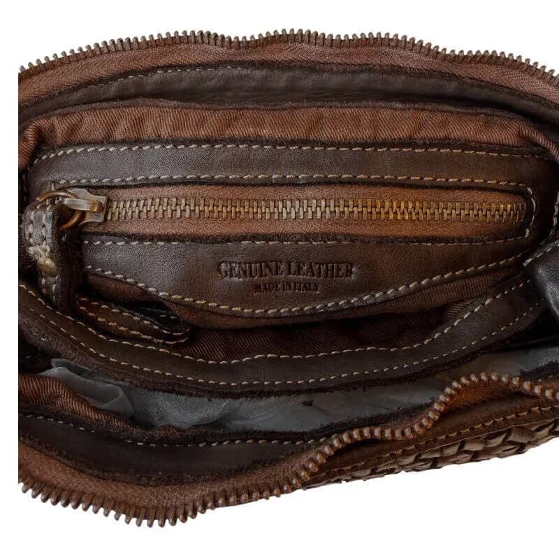 Kožená Italská crossbody kabelka Lyra tmavě hnědá