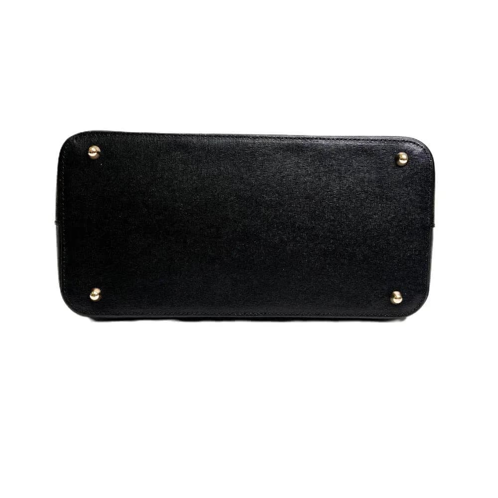 Kožená Italská kabelka Fiori černá