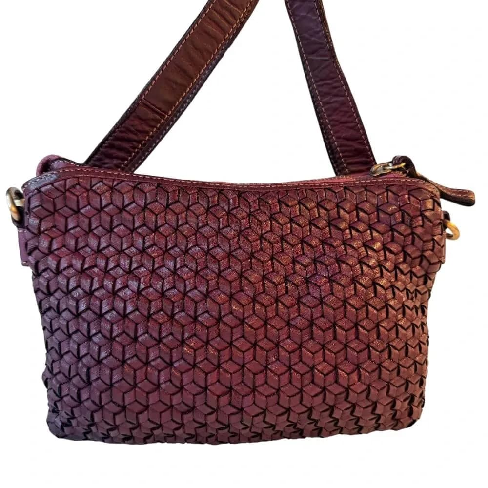 Kožená Italská crossbody kabelka Lyra vínová