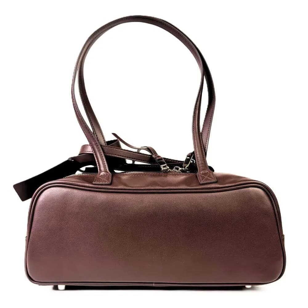 Kožená Italská kabelka Baguett tmavé hnědá