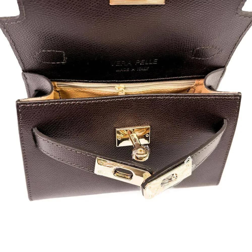 Kožená Italská kabelka Stela tmavé hnědá