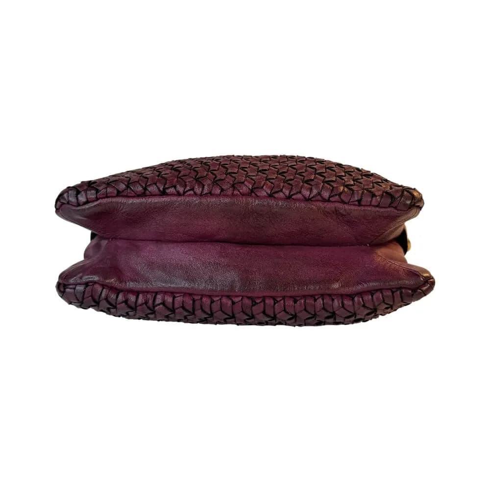 Kožená Italská crossbody kabelka Lyra vínová