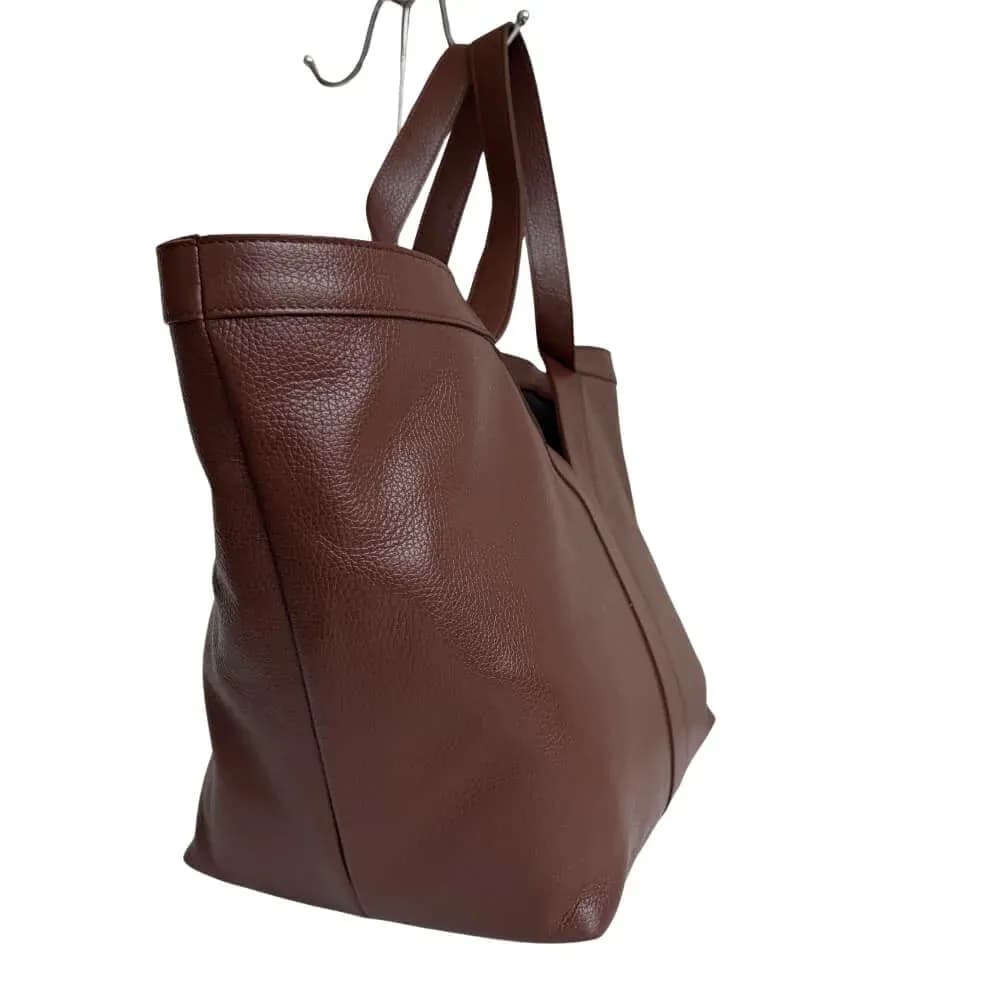 Velká Italská shopper kabelka z pravé kůže Patrizia hnědá