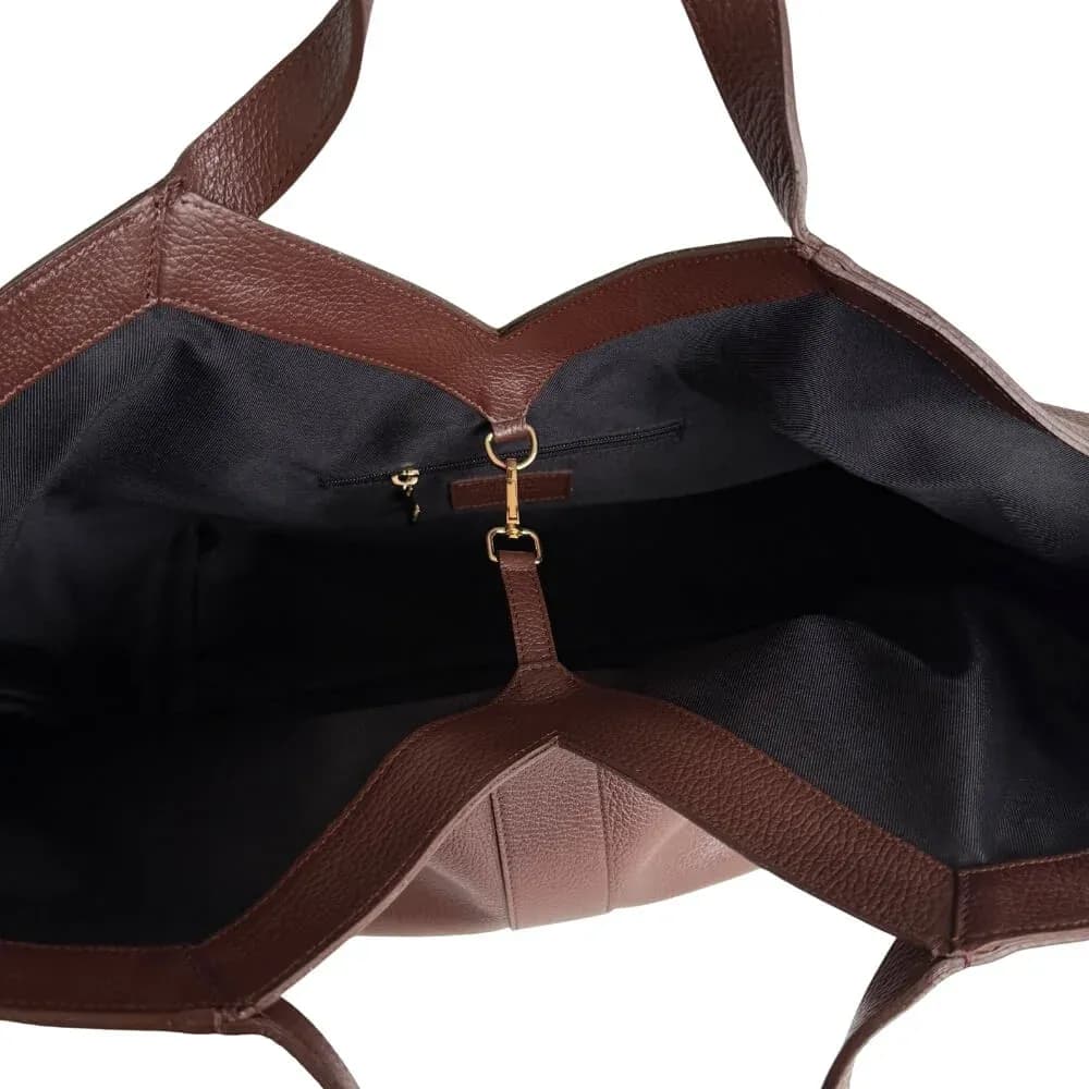 Velká Italská shopper kabelka z pravé kůže Patrizia hnědá