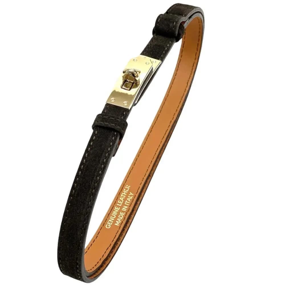 Dámský semišový nastavitelný pásek se zlatou sponou černý