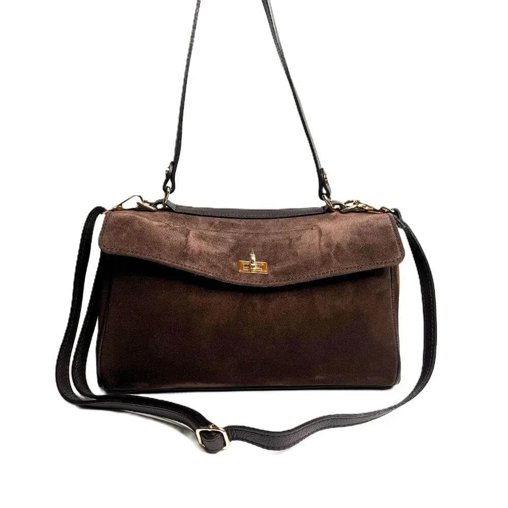 Kožená Italská kabelka Signora tmavé hnědá