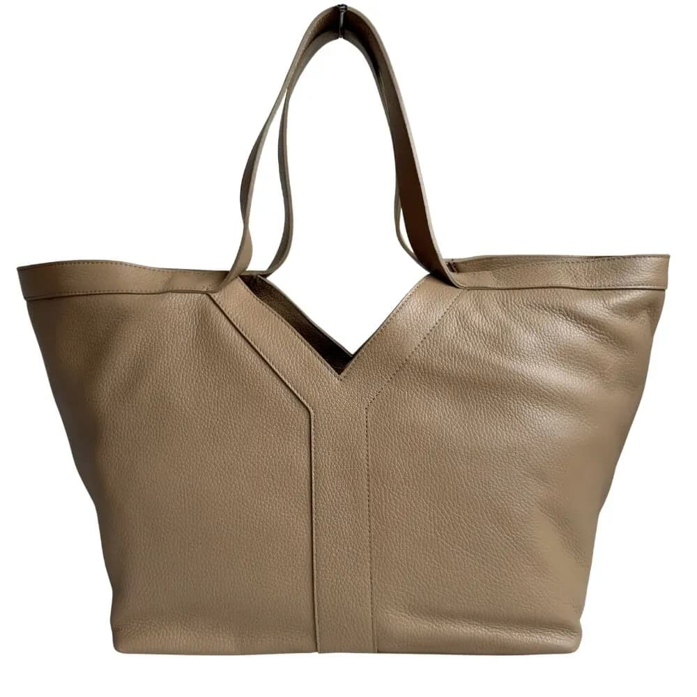 Velká Italská shopper kabelka z pravé kůže Patrizia taupe