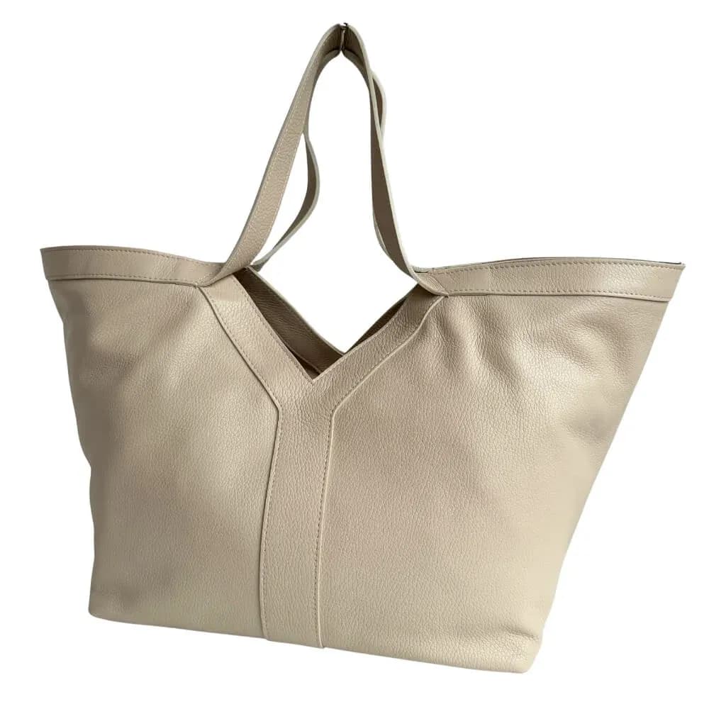 Velká Italská shopper kabelka z pravé kůže Patrizia béžová