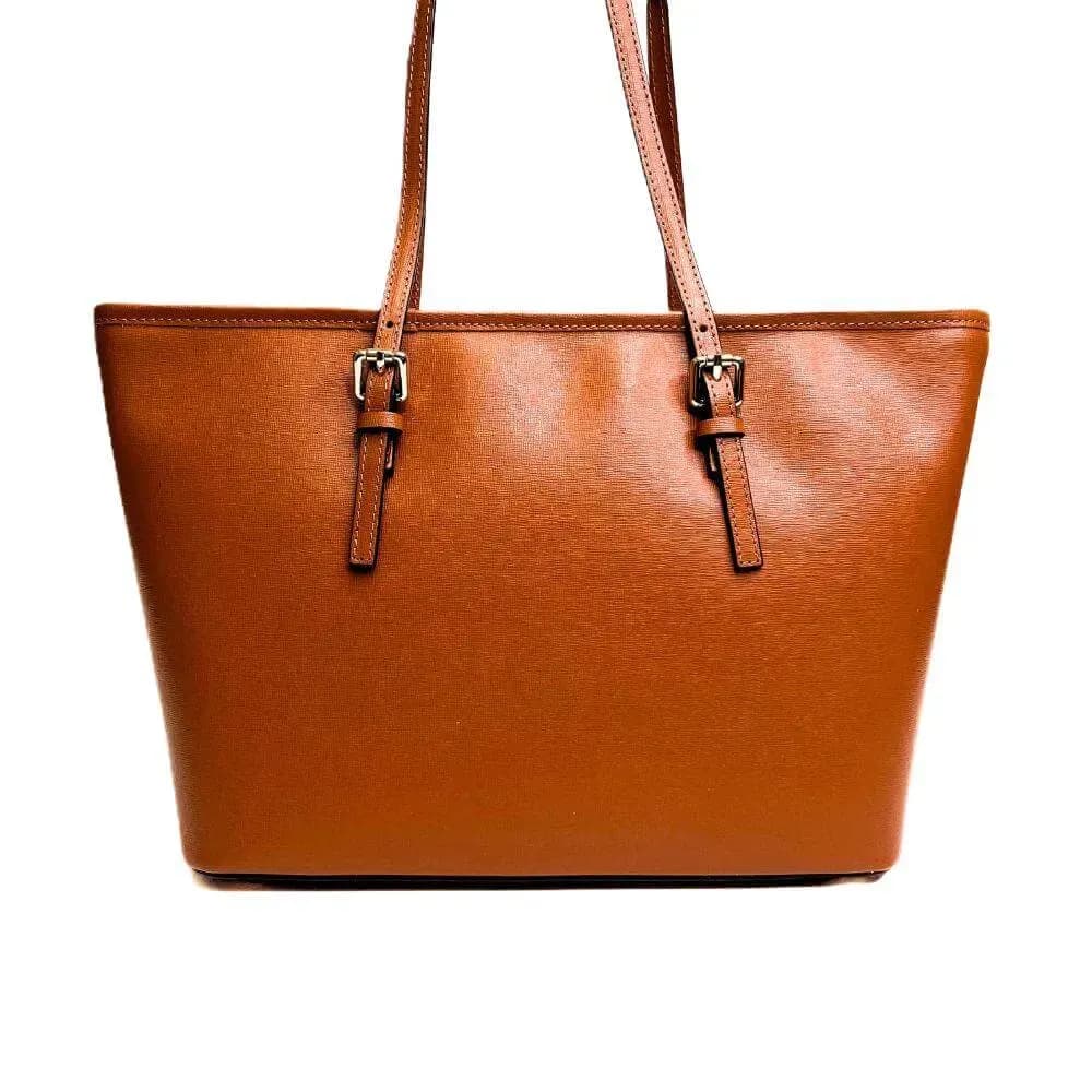 Kožená Italská kabelka Fiori koňak